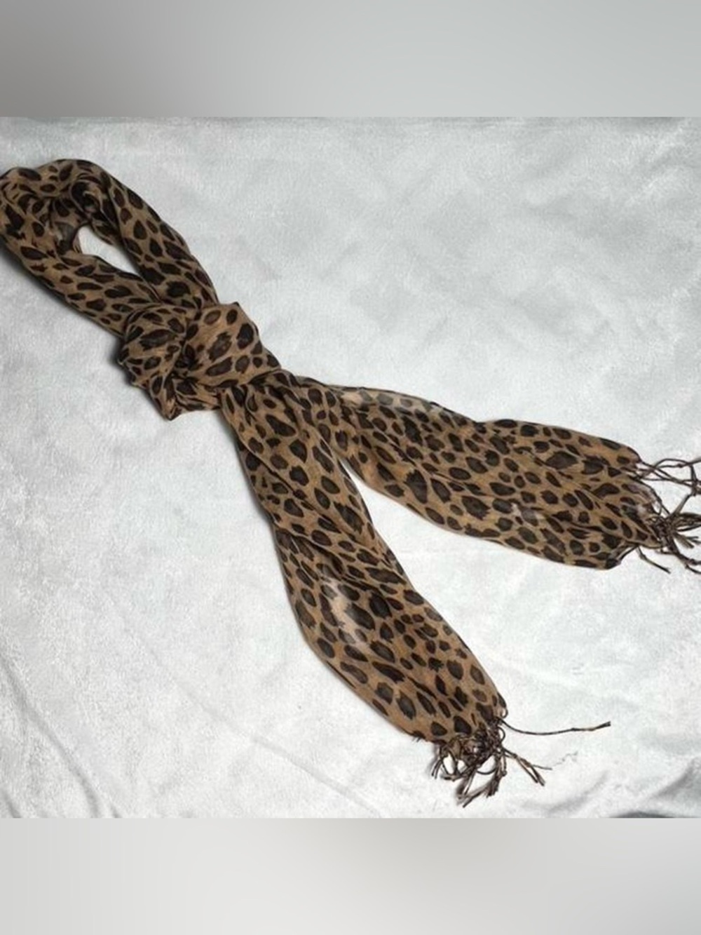 Leopard Print Lightweight Women's Scarf - Brown
